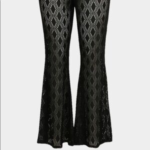 Boohoo Broidery Mesh Fill Detail Flared Trousers • Sz 12 • NWT!